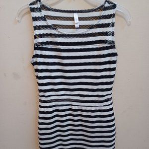 Women's Xhilaration white black striped pullover Dress Small